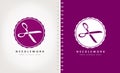 Scissors logo vector. Needlework design.